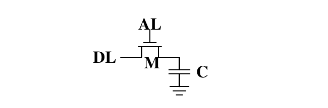 One-transistor DRAM cell with a storage capacitor